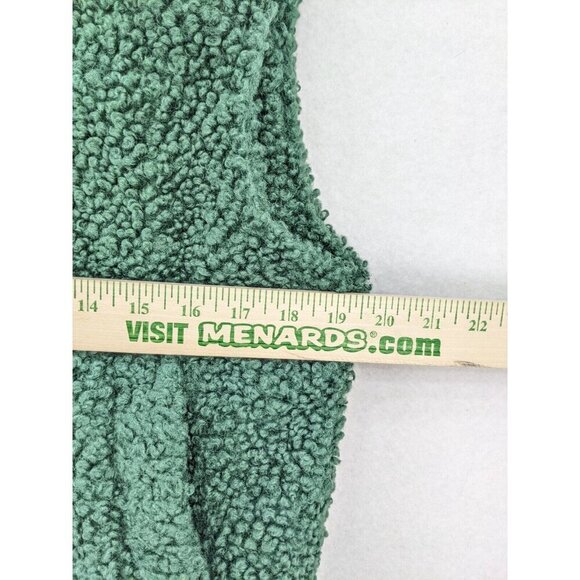 Ella Blue Women's Vest Size S Green Sherpa Fuzzy Textured Hood - Picture 9 of 16